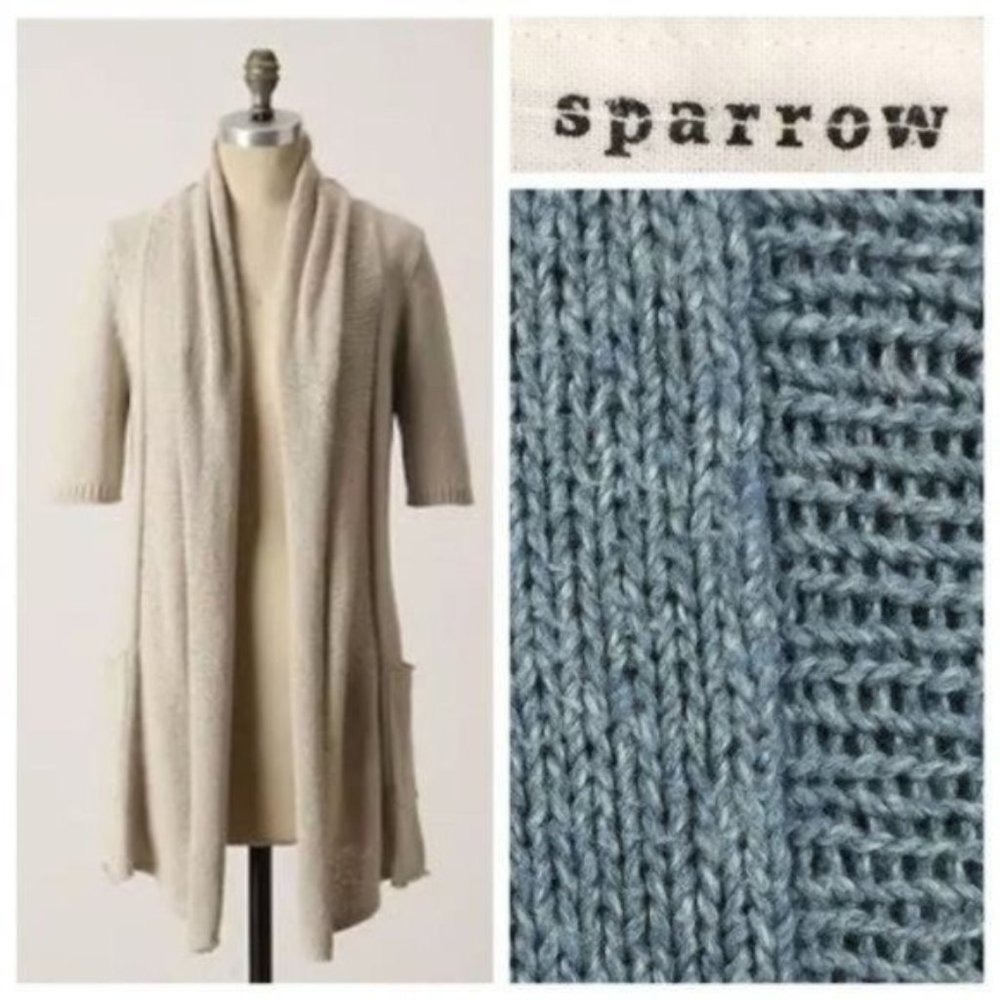 Anthropologie Cooling Cardigan by Sparrow Seafoam Green Cotton Wool M Medium